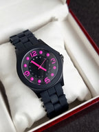 Marc Jacobs Pelly Black Dial Black Silicone Strap Watch For Women - MBM2529