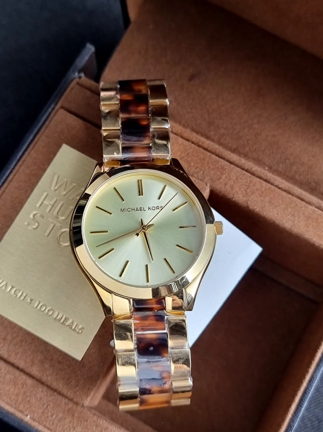 Michael Kors Runway Two-Tone Stainless Steel Tortoise-shell Dial Quartz Watch for Ladies - MK4284 Hover Image