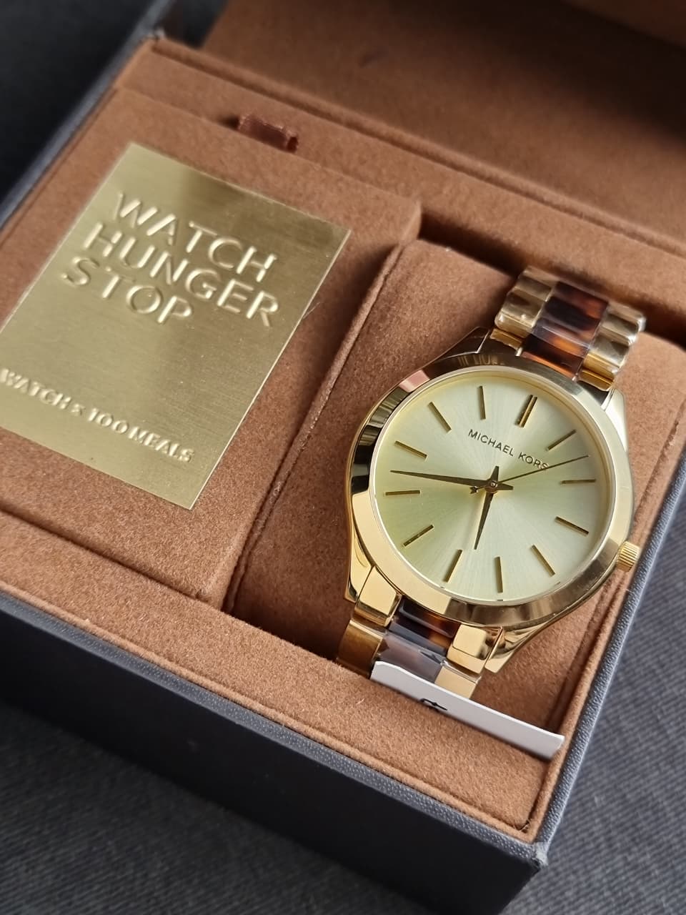 Michael Kors Runway Two-Tone Stainless Steel Tortoise-shell Dial Quartz Watch for Ladies - MK4284