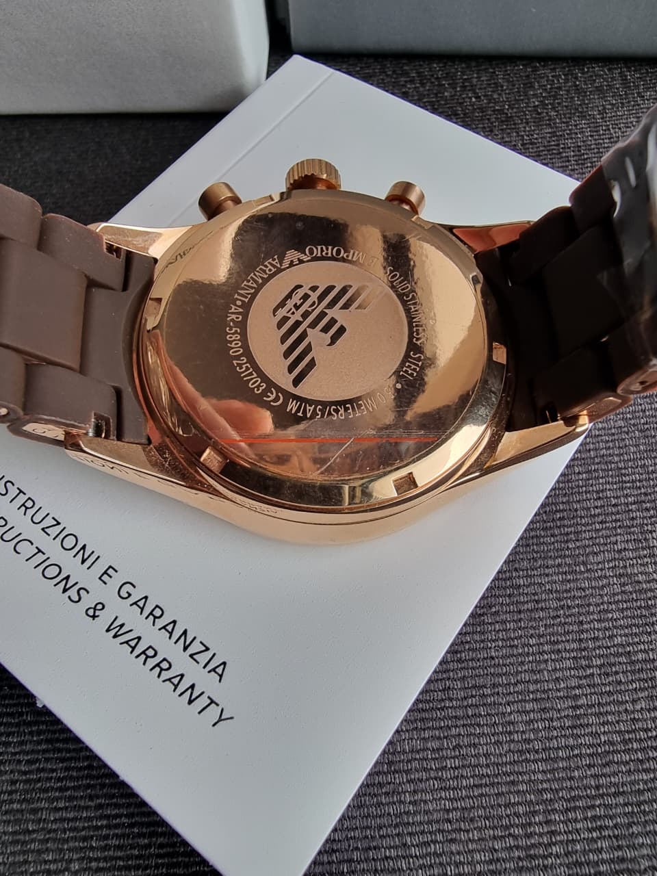 Emporio Armani Men’s Quartz Stainless Steel Brown Dial 43mm Watch AR5890