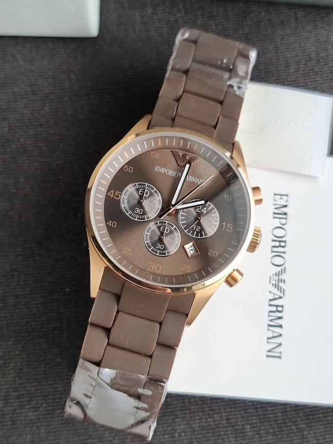 Emporio Armani Men’s Quartz Stainless Steel Brown Dial 43mm Watch AR5890 Hover Image