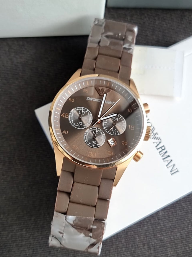 Emporio Armani Men’s Quartz Stainless Steel Brown Dial 43mm Watch AR5890 Main Image