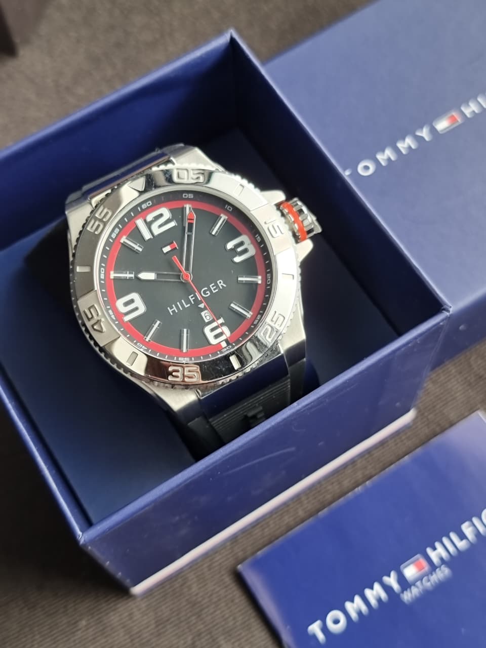 Tommy Hilfiger Men's 1791034 Stainless Steel Watch with Black Silicone Band