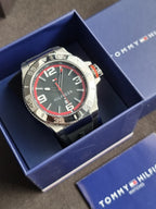 Tommy Hilfiger Men's 1791034 Stainless Steel Watch with Black Silicone Band