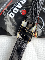 Rado Diastar Ladies Watch Black Dial Black Leather Strap Quartz Watch