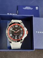 TOMMY HILFIGER Black Dial White Silicone Mens Watch 1790864