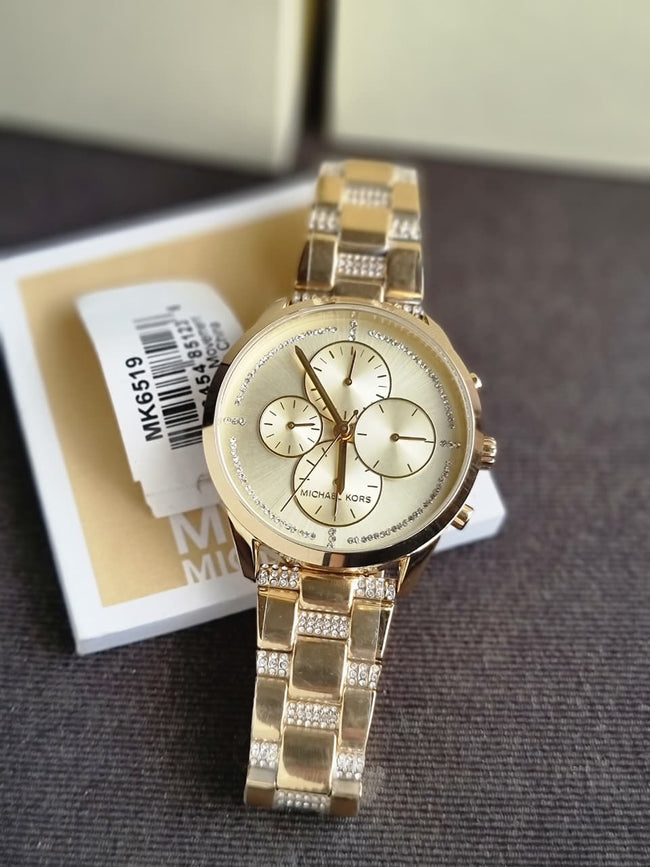 Michael Kors Women's MK6519 Slater Analog Display Quartz Gold Watch Main Image