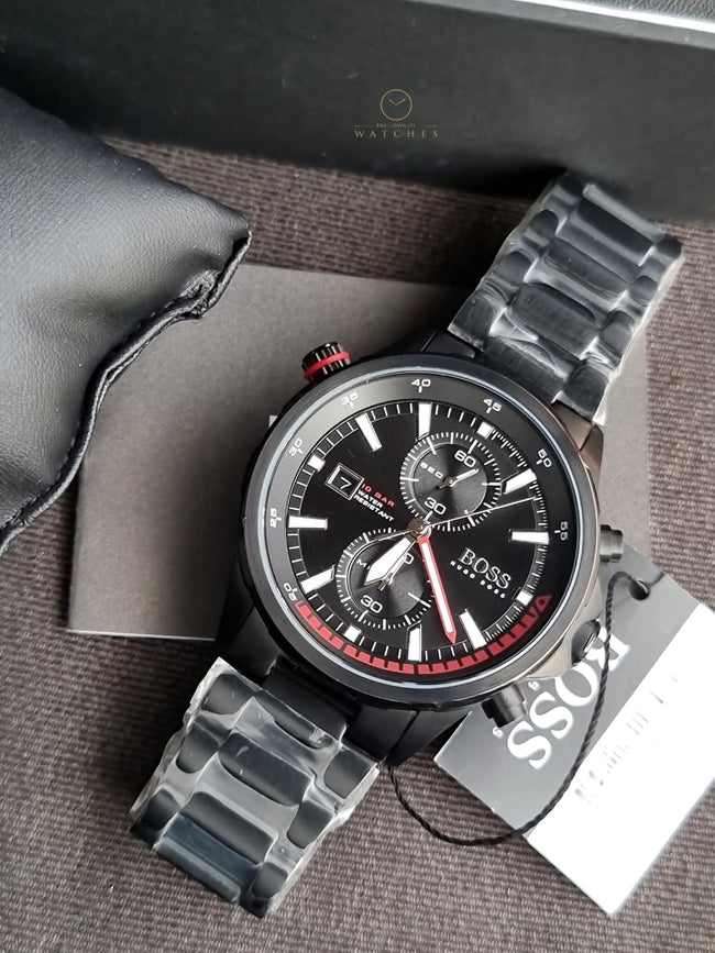 Hugo Boss Men’s Chronograph Quartz Stainless Steel Black Dial 46mm Watch 1513825 Main Image
