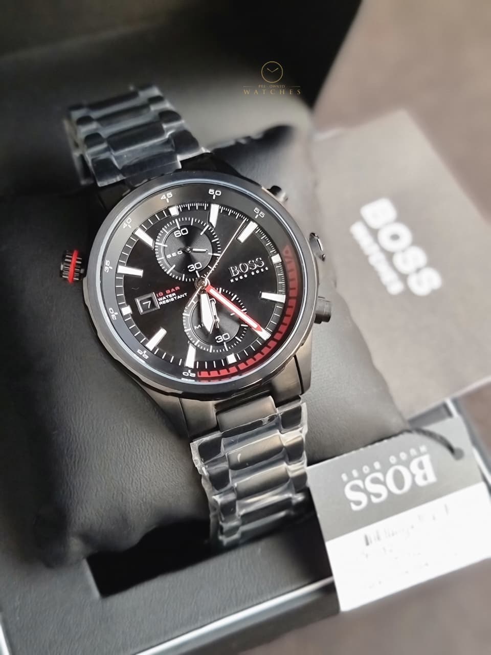 Hugo Boss Men’s Chronograph Quartz Stainless Steel Black Dial 46mm Watch 1513825