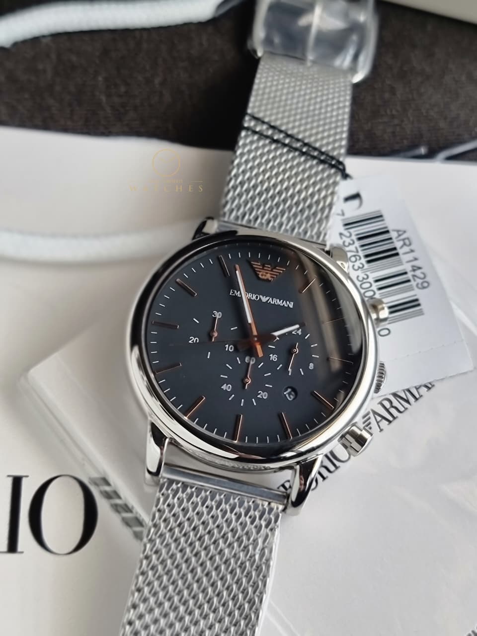Emporio Armani Men’s Chronograph Quartz Stainless Steel Black Dial 46mm Watch AR11429