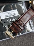 HUGO BOSS 1513174 Quartz Men’s Leather Strap White Dial 44mm Watch