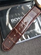 HUGO BOSS 1513174 Quartz Men’s Leather Strap White Dial 44mm Watch