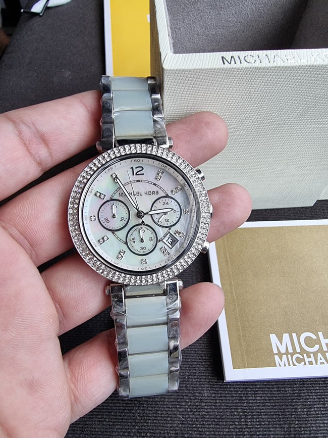 Michael Kors Women’s Quartz Stainless Steel Mother of Pearl Dial 39mm Watch MK6138 Hover Image