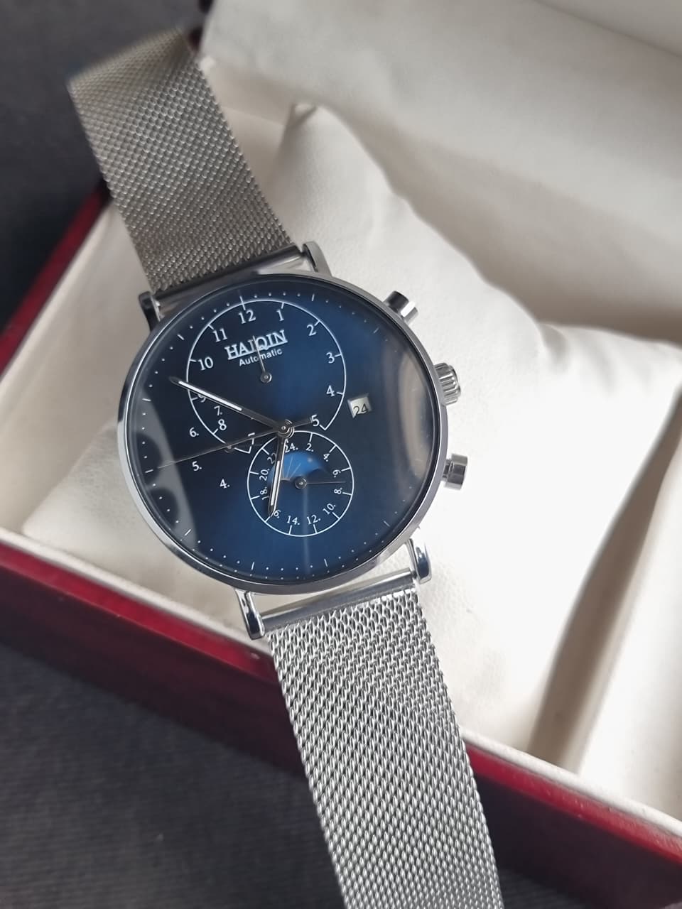 Haiqin Automatic Gents Watch Moon Phase 41mm Blue Dial