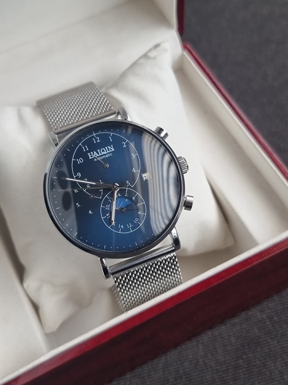 Haiqin Automatic Gents Watch Moon Phase 41mm Blue Dial