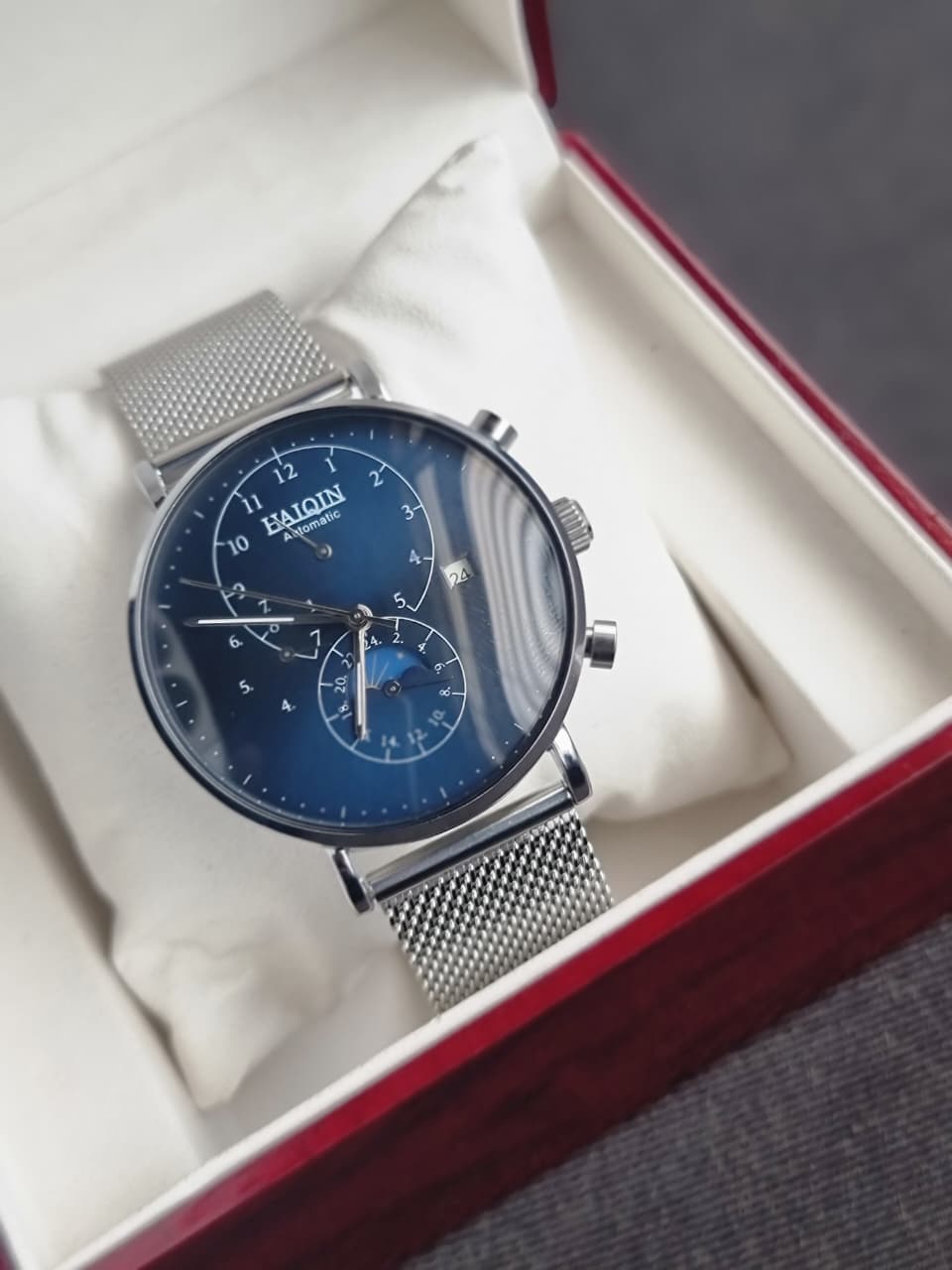 Haiqin Automatic Gents Watch Moon Phase 41mm Blue Dial