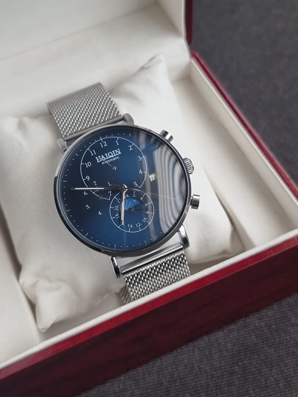 Haiqin Automatic Gents Watch Moon Phase 41mm Blue Dial