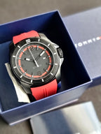 Tommy Hilfiger Men’s Quartz Silicone Strap Black Dial 45mm Watch 1791112