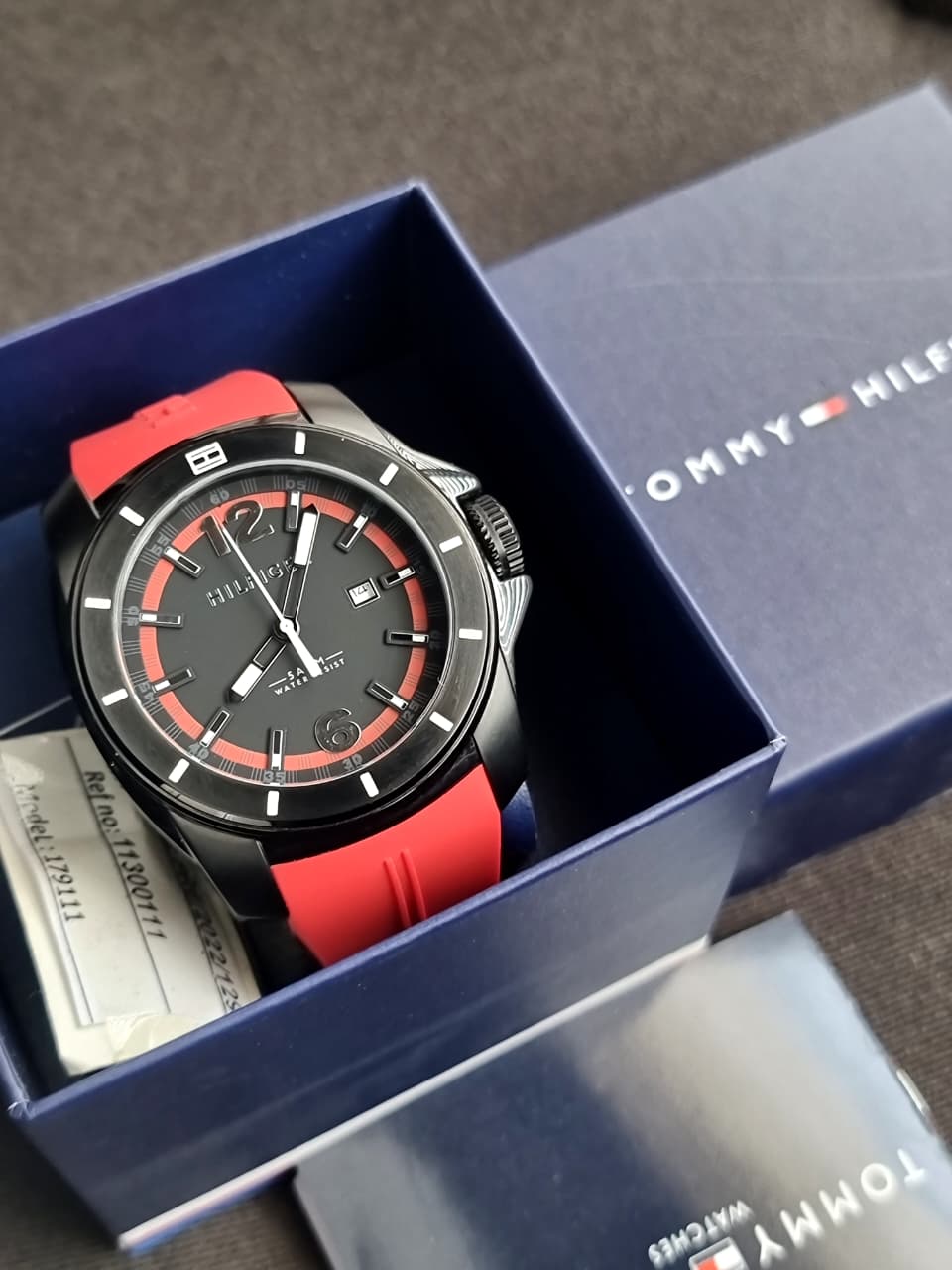 Tommy Hilfiger Men’s Quartz Silicone Strap Black Dial 45mm Watch 1791112