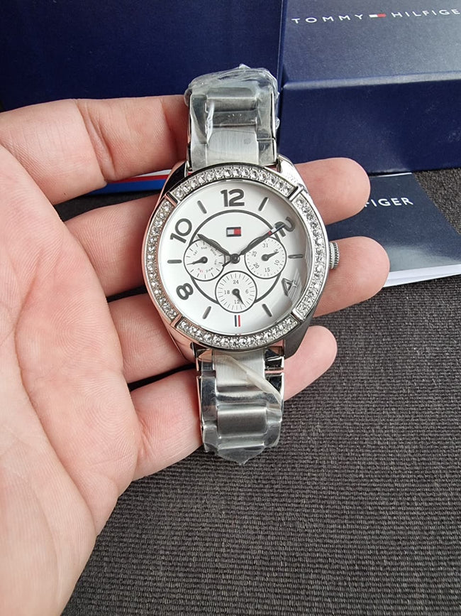 Tommy Hilfiger Women’s Quartz Silver Stainless Steel White Dial 40mm Watch 1781252 Hover Image