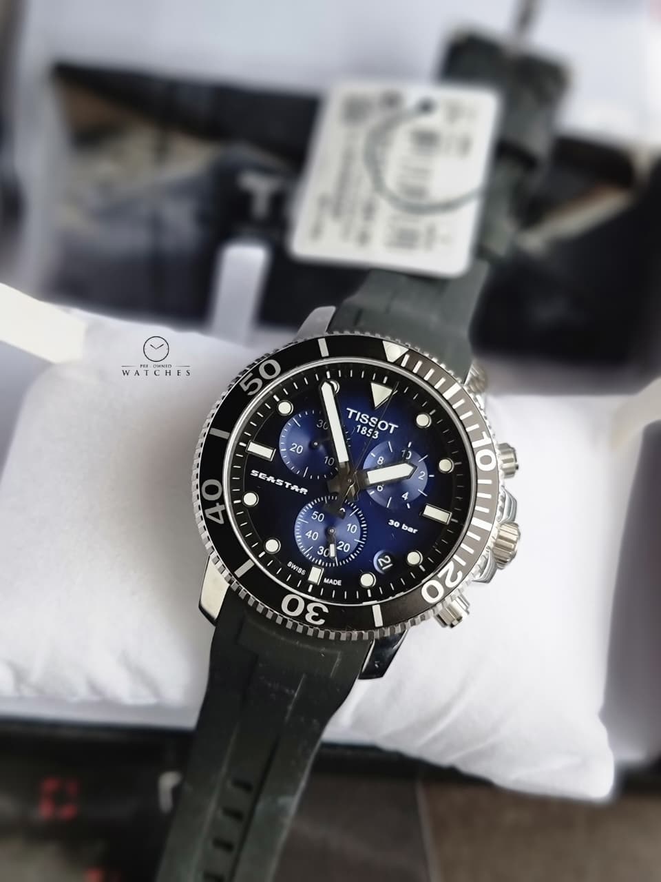 TISSOT Men’s Quartz Swiss Made Black Silicone Strap Blue Dial 45mm Watch T120.417.17.041.00