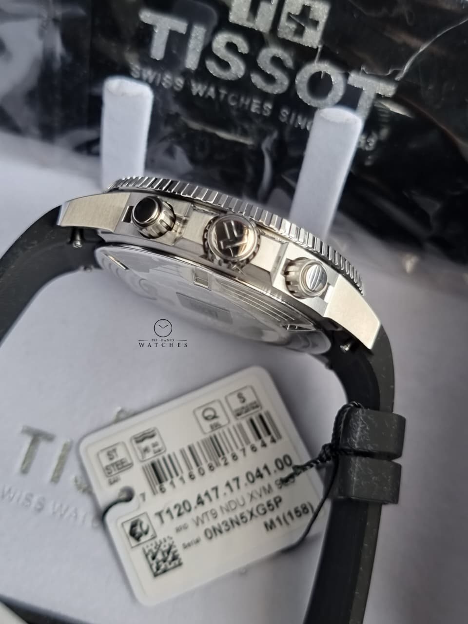 TISSOT Men’s Quartz Swiss Made Black Silicone Strap Blue Dial 45mm Watch T120.417.17.041.00