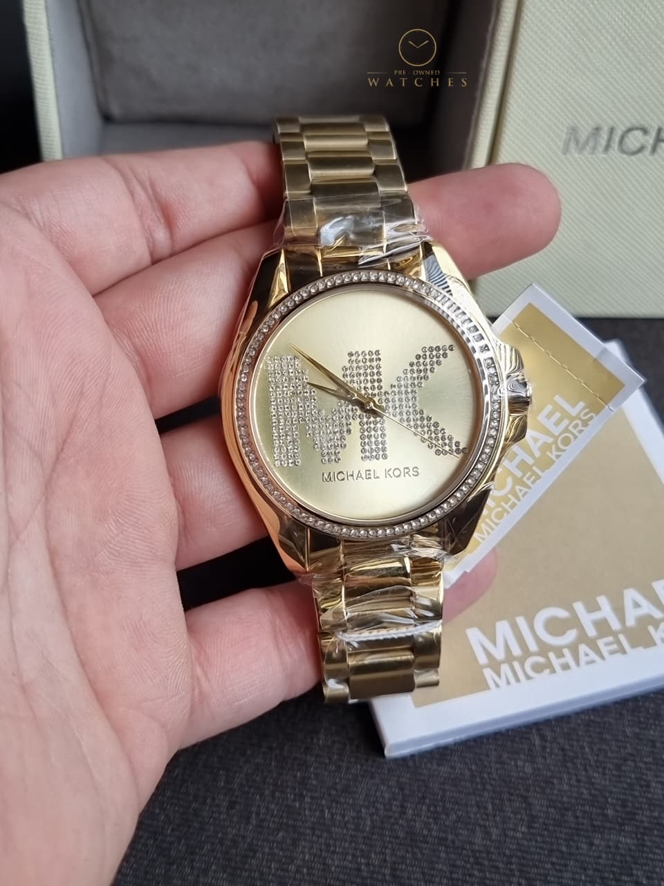 Michael Kors Women's Quartz Stainless Steel Gold Dial 43mm Watch