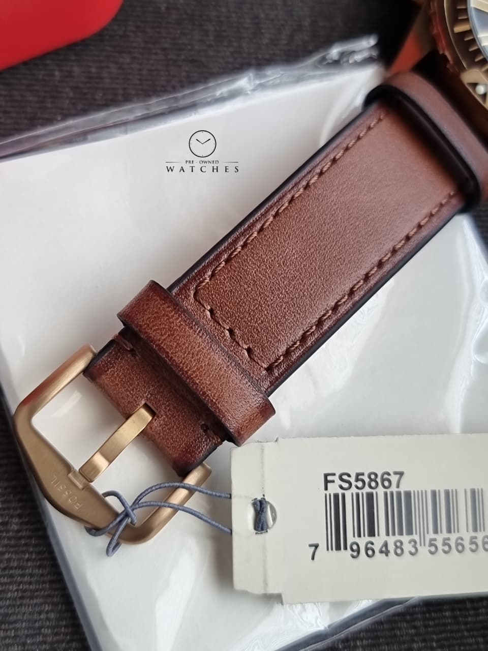 Fossil Men’s Chronograph Quartz Leather Strap Brown Dial 44mm Watch FS5867