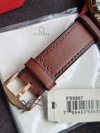Fossil Men’s Chronograph Quartz Leather Strap Brown Dial 44mm Watch FS5867
