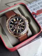 Fossil Men’s Chronograph Quartz Leather Strap Brown Dial 44mm Watch FS5867