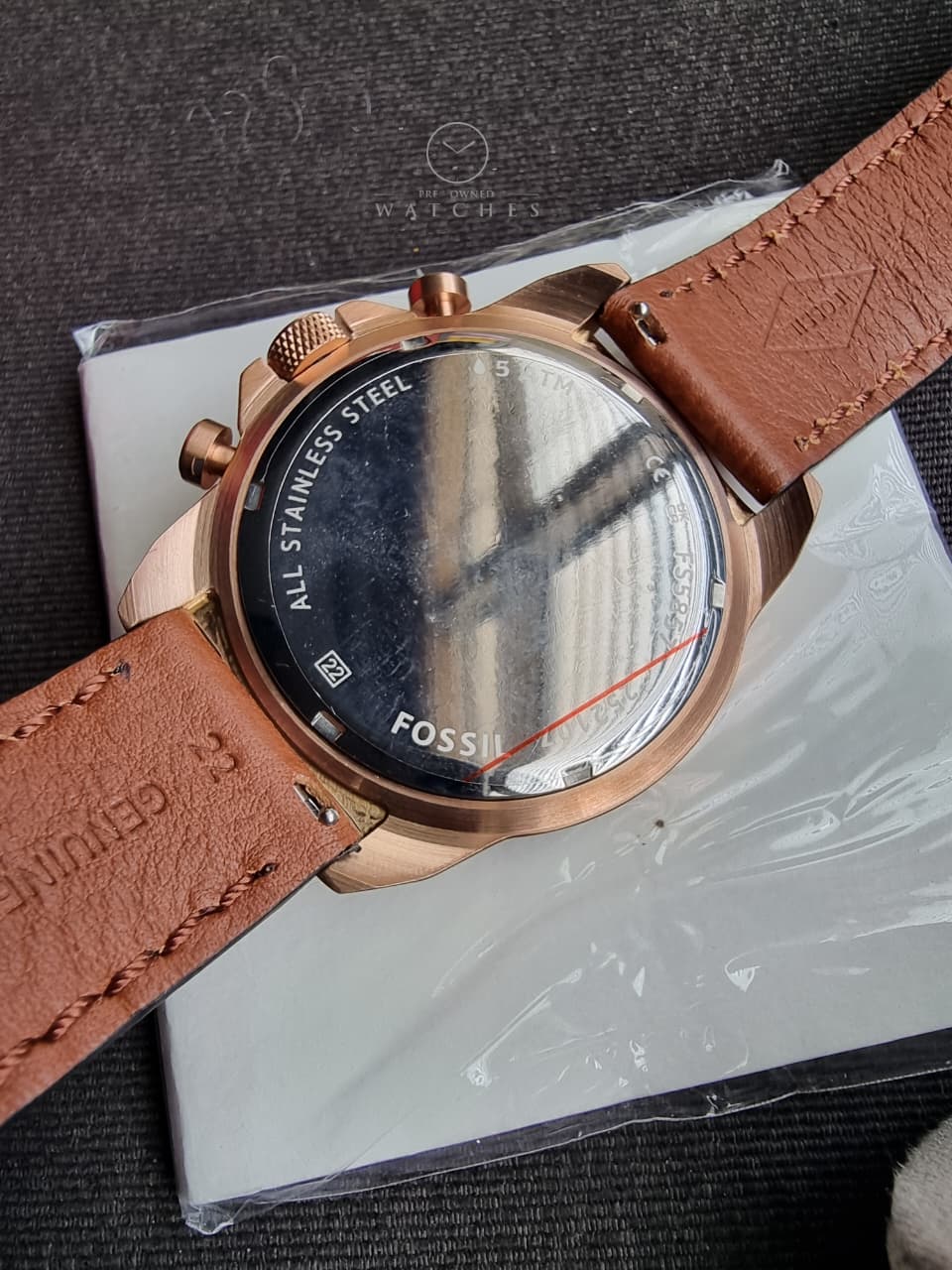 FOSSIL FS5857 MEN'S BRONSON CHRONOGRAPH MEDIUM BROWN ECO LEATHER WATCH