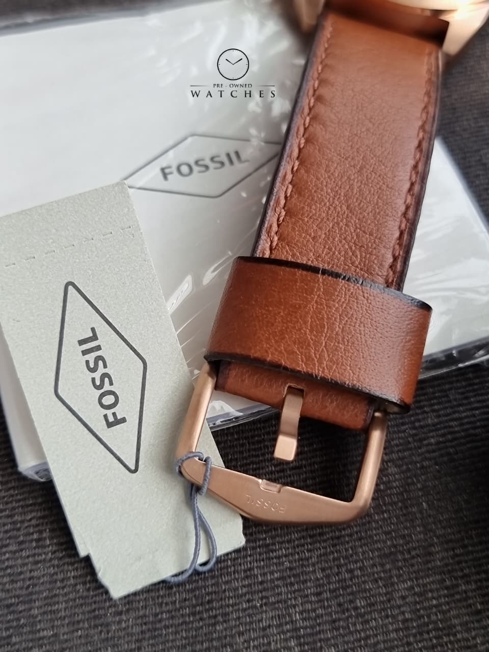 FOSSIL FS5857 MEN'S BRONSON CHRONOGRAPH MEDIUM BROWN ECO LEATHER WATCH