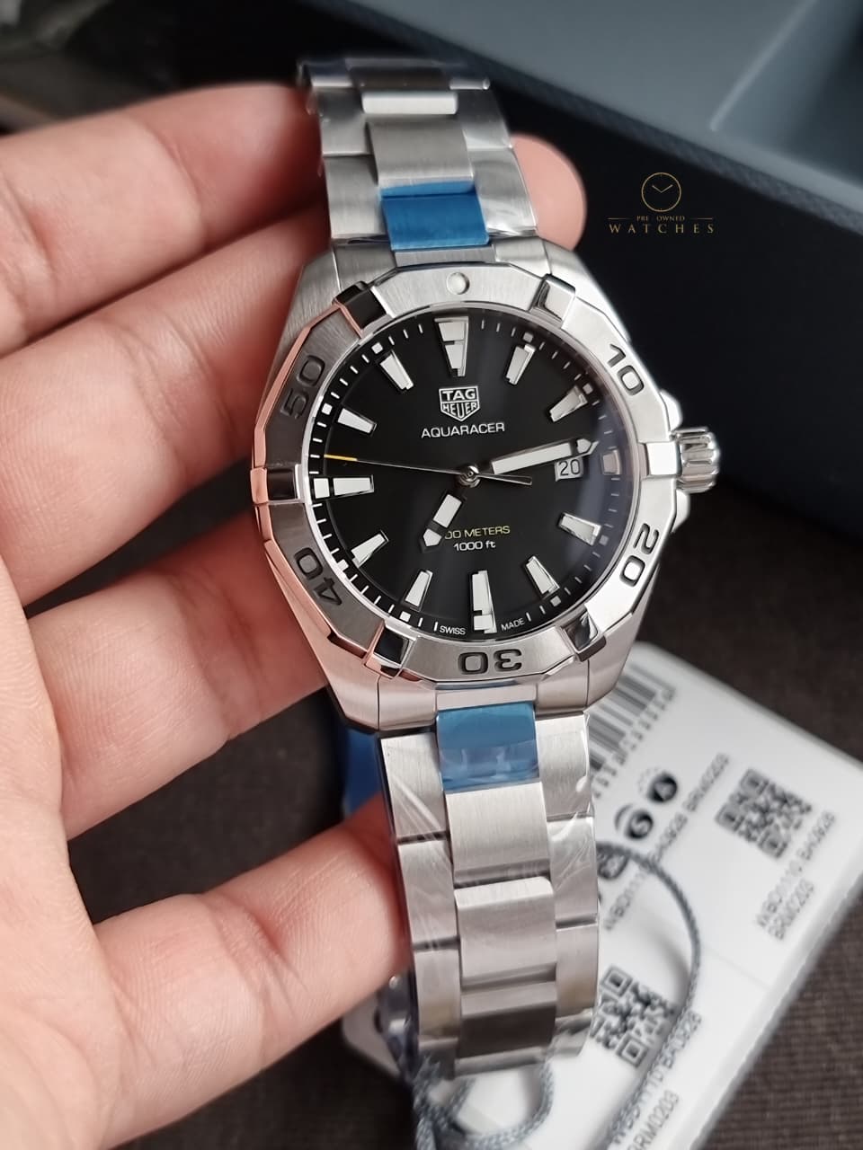 Tag Heuer Aquaracer Silver Stainless steel Black Dial Quartz Watch for Gents - WBD1110.BA09288