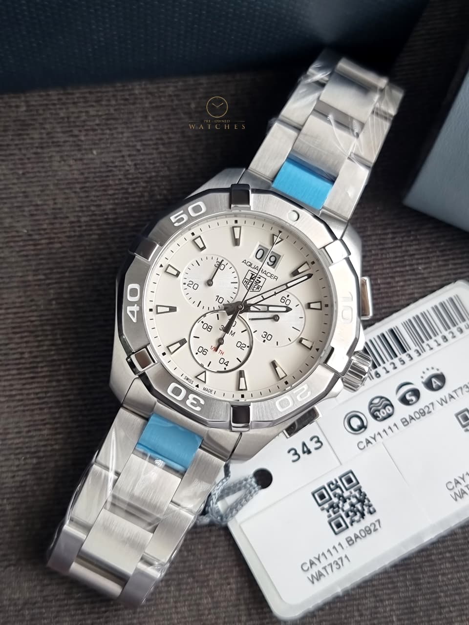 Tag Heuer Aquaracer Men’s Quartz Swiss Made Silver Stainless Steel Grey Dial 43mm Watch CAY1111.BA0927