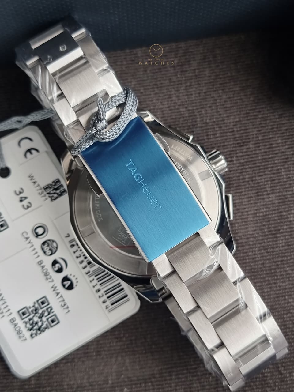 Tag Heuer Aquaracer Men’s Quartz Swiss Made Silver Stainless Steel Grey Dial 43mm Watch CAY1111.BA0927