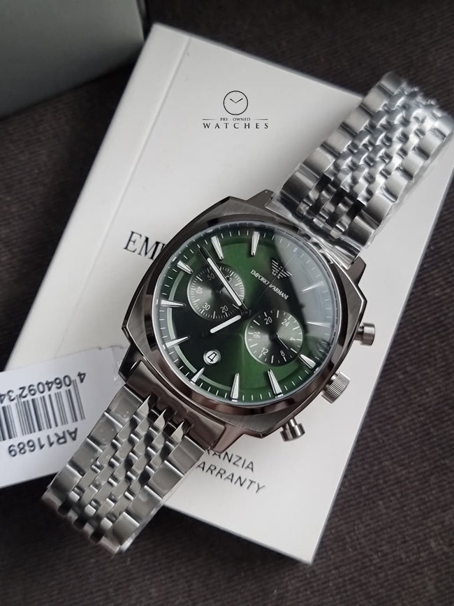 Emporio Men's Chronograph Gunmetal Stainless Steel Watch (Model: AR11689) Hover Image