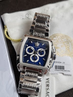 Versace Men’s Quartz Swiss Made Silver Stainless Steel Blue Dial 42mm Watch VE6H00423