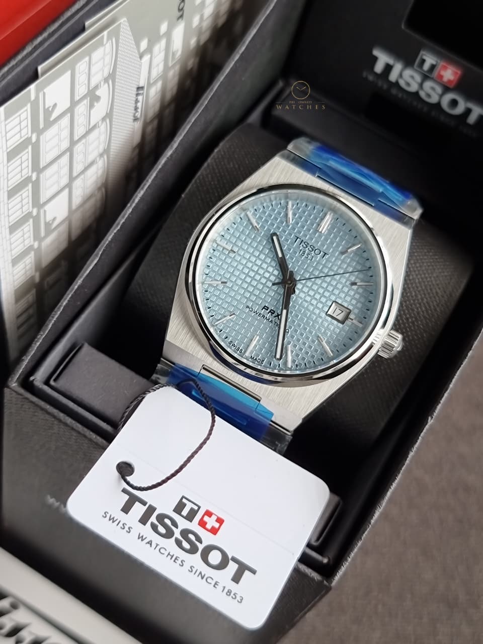 TISSOT PRX Men’s Swiss Made Powermatic Silver Stainless Steel Ice Blue Dial 40mm Watch T137.407.11.351.00