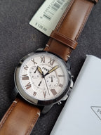 Fossil Men’s Quartz Leather Strap Brown Dial 44mm Watch FS5214