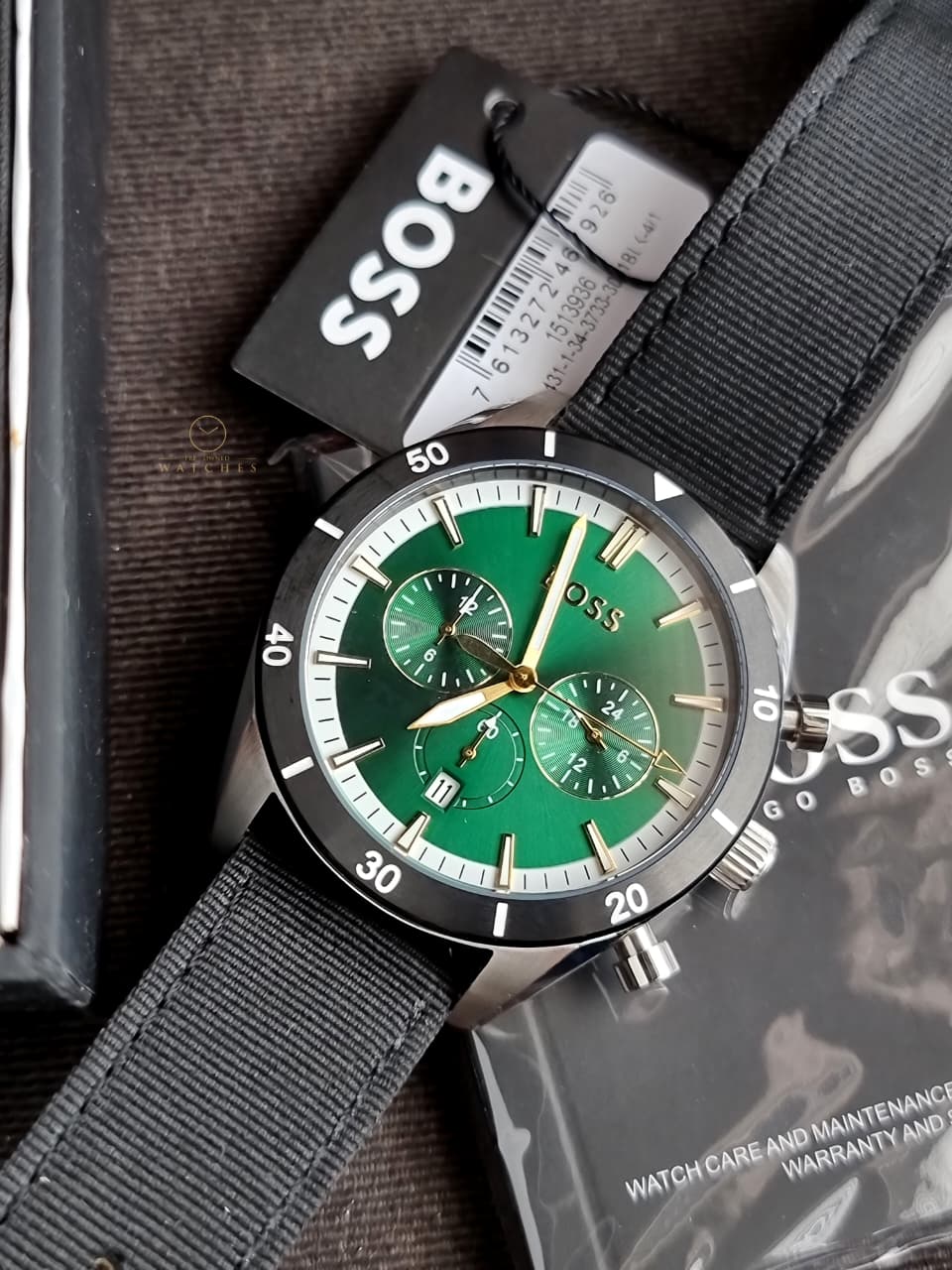 BOSS Analogue Multifunction Quartz Watch for Men with Black Ocean Plastic Textile Strap - 1513936