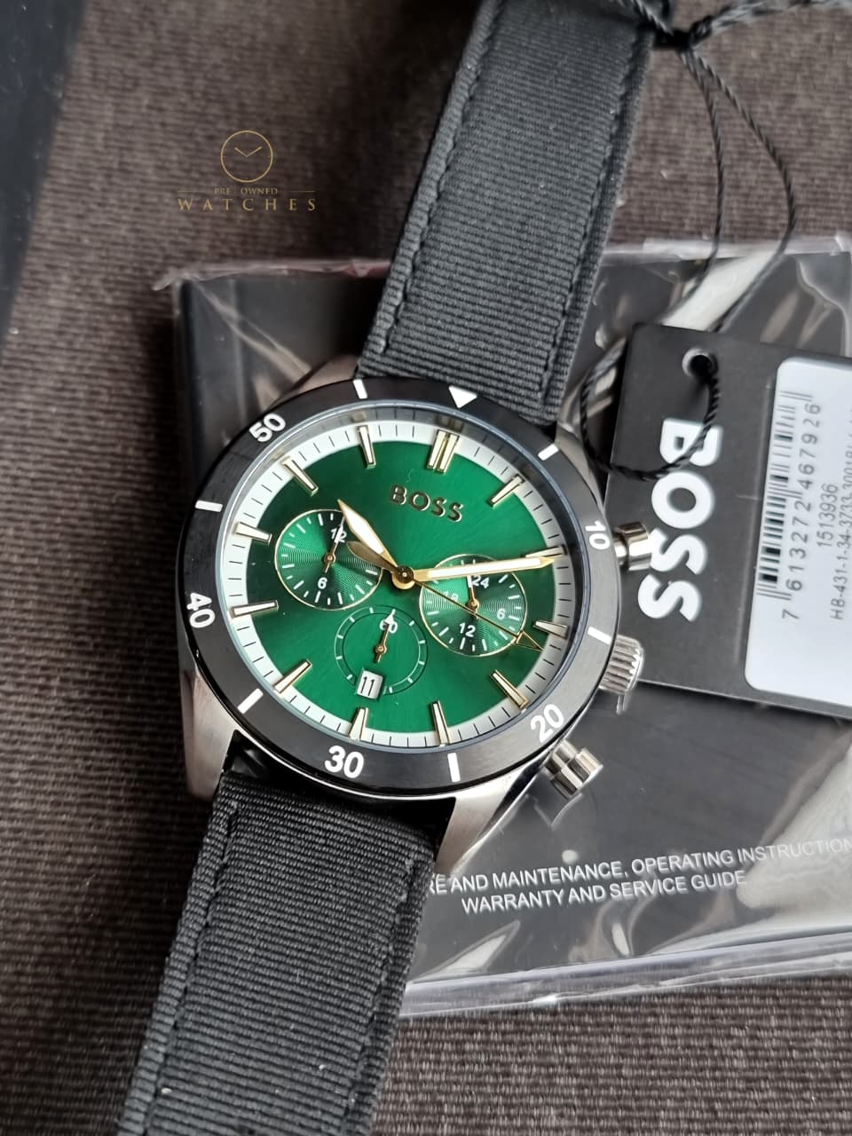 BOSS Analogue Multifunction Quartz Watch for Men with Black Ocean Plastic Textile Strap - 1513936