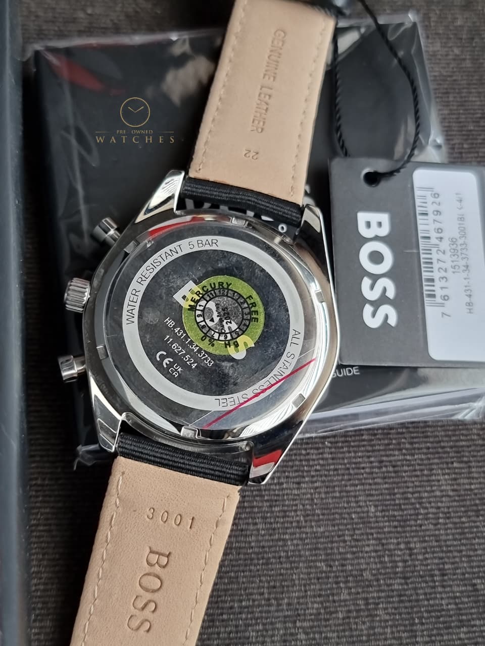 BOSS Analogue Multifunction Quartz Watch for Men with Black Ocean Plastic Textile Strap - 1513936