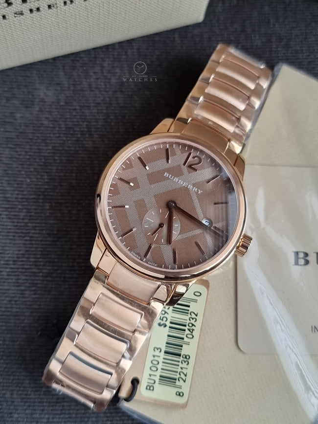 Burberry The Classic Rose gold Stainless Steel Rose Gold Dial Quartz Watch for Gents - BU10013 Main Image
