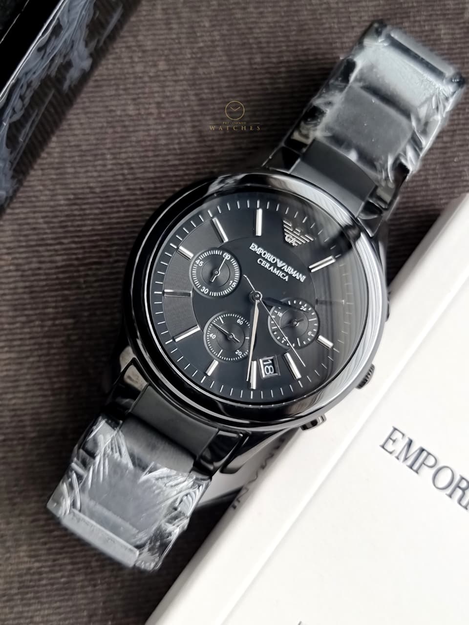 Emporio Armani Men’s Chronograph Quartz Stainless Steel Black Dial 43mm Watch AR1452