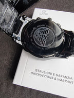 Emporio Armani Men’s Chronograph Quartz Stainless Steel Black Dial 43mm Watch AR1452