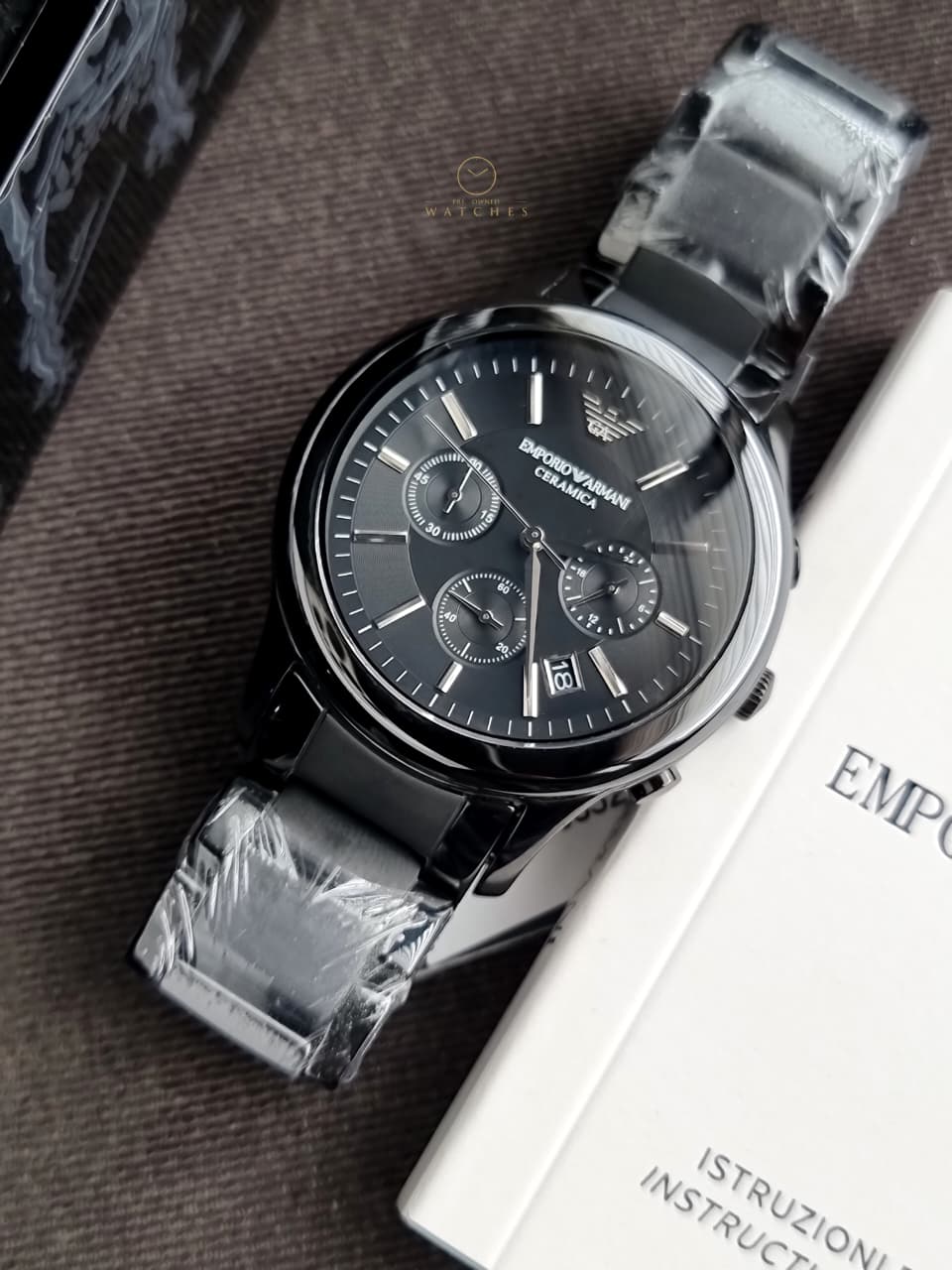 Emporio Armani Men’s Chronograph Quartz Stainless Steel Black Dial 43mm Watch AR1452