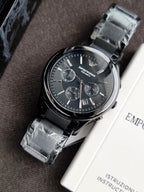Emporio Armani Men’s Chronograph Quartz Stainless Steel Black Dial 43mm Watch AR1452