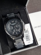 Emporio Armani Men’s Chronograph Quartz Stainless Steel Black Dial 43mm Watch AR1452