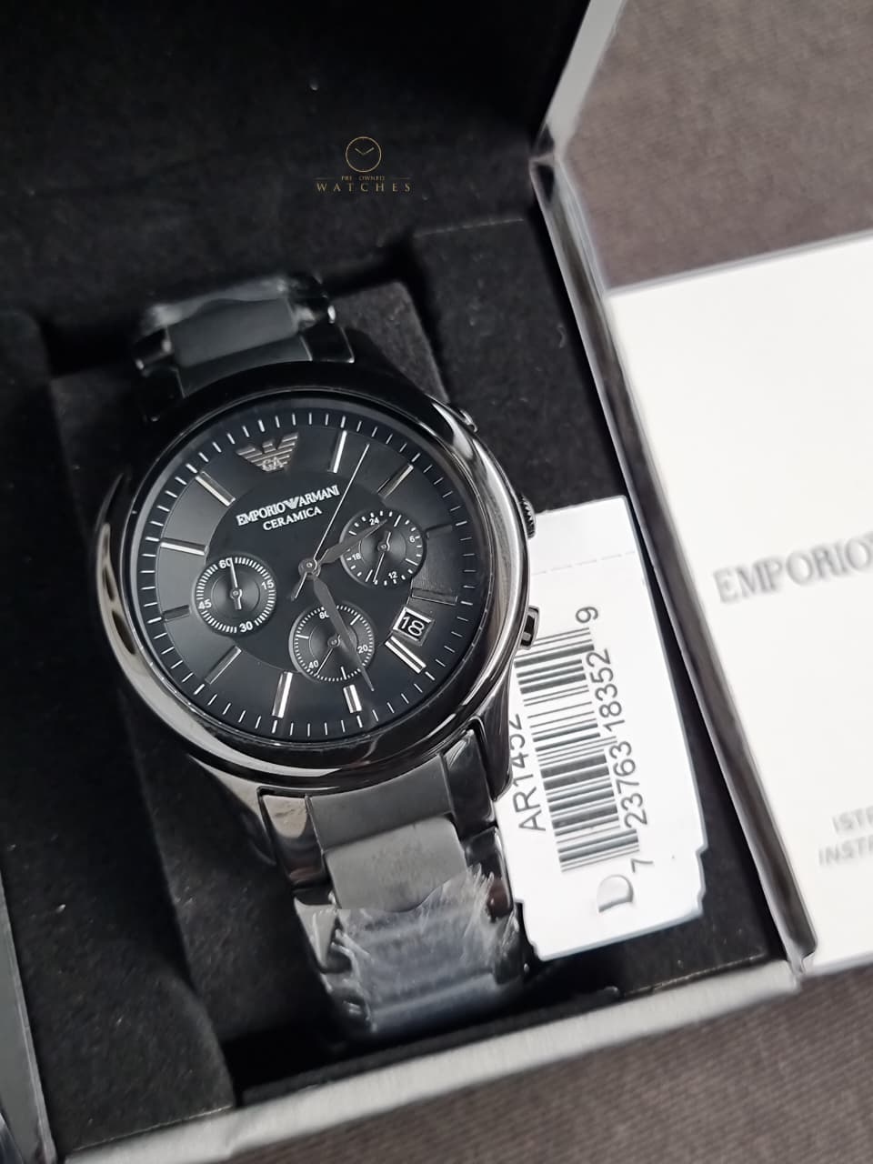 Emporio Armani Men’s Chronograph Quartz Stainless Steel Black Dial 43mm Watch AR1452