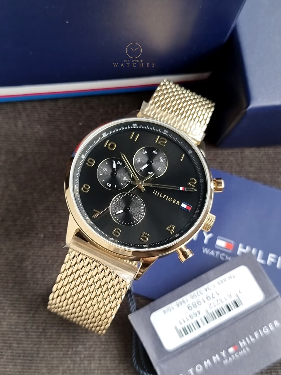 Tommy Hilfiger Men's Multifunction Stainless Steel and Mesh Bracelet Watch, Color: Black (Model: 1791989)